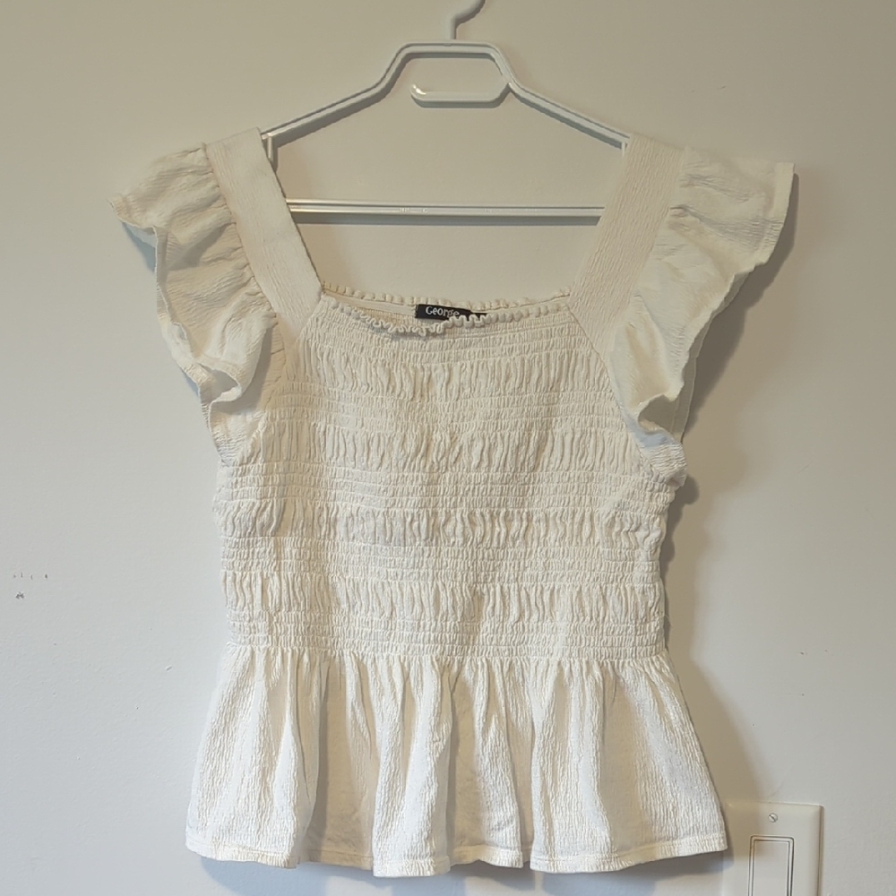 Cotton On Cream Peplum Flutter Sleeve Blouse